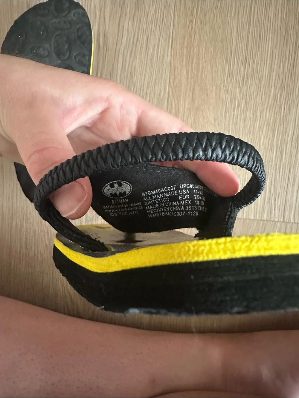 Toddler Batman Yellow & Black Slide Sandals with Heel Strap